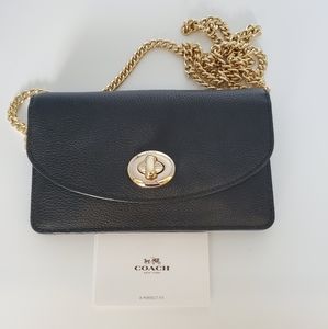 Coach pebbled leather wallet on chain